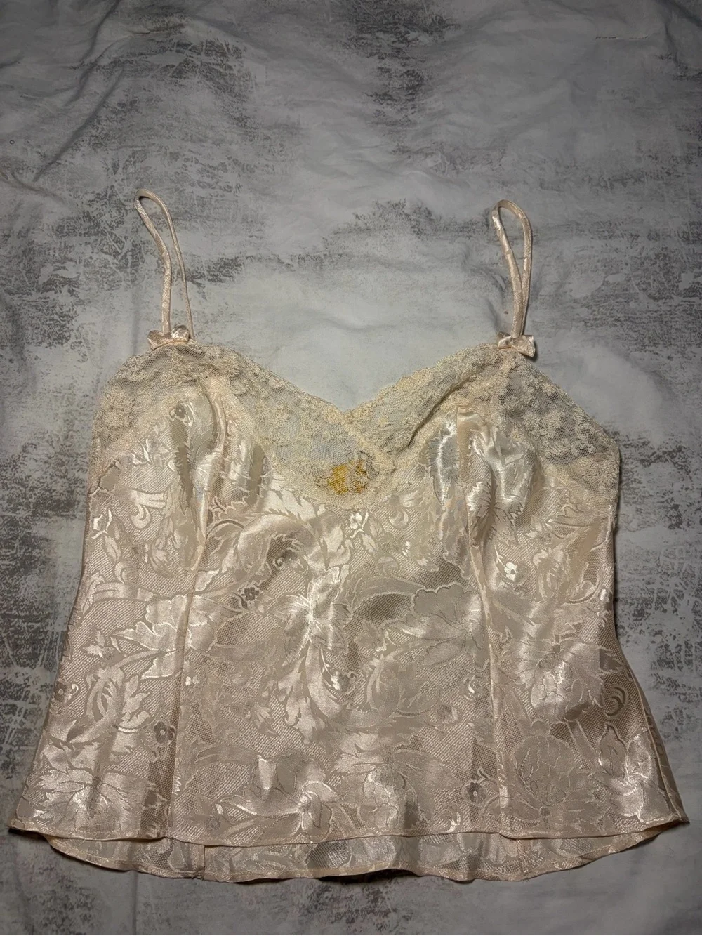 Vintage Victoria’s Secret Ivory Floral Jacquard Cami & Tap Panty Set